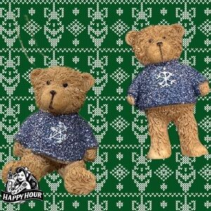 3pc Teddy Bears Wearing Sweater Christmas Ornaments Mini 2in